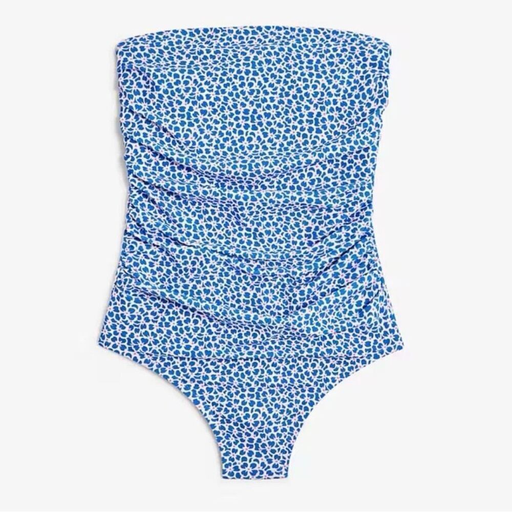 J Crew Strapless One-piece Swimsuit size XXL Blue White